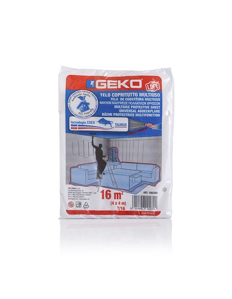 GEKO Lona protectora multiuso 16m² (4x4m) resistente y ecológica fabricada en plástico XS con tecnología taurus
