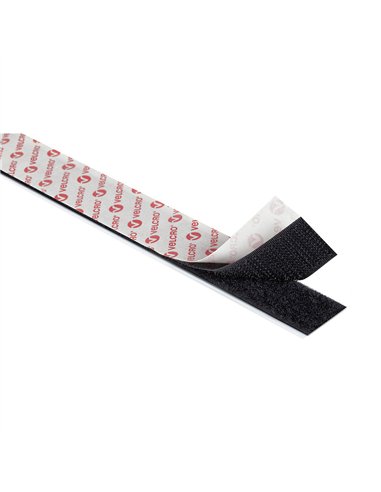VELCRO® Cinta de gancho y bucle adhesiva para uso general 20mm x 25m color negro