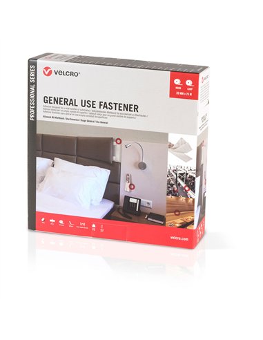 VELCRO® Cinta de gancho y bucle adhesiva para uso general 20mm x 25m color blanco