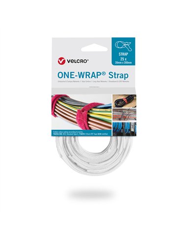 VELCRO® Brida “One-Wrap” 20x200mm color blanco (Pack de 25 unidades)