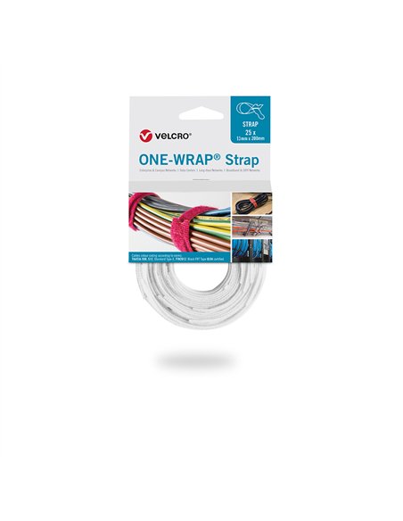 VELCRO® Brida “One-Wrap” 13x200mm color blanco (Pack de 25 unidades)