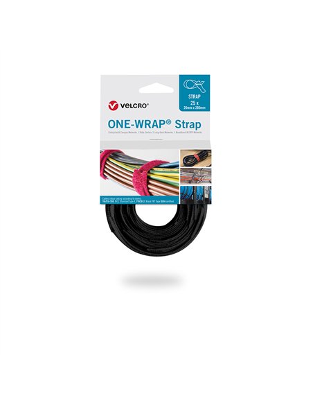 VELCRO® Brida “One-Wrap” 20x200mm color negro (Pack de 25 unidades)