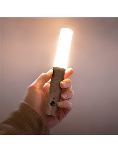 Lámpara LED de batería recargable de pared (1W 3000K 60lm) con sensor de movimiento IP20 Ø6,5cmx18cm color marrón y opal