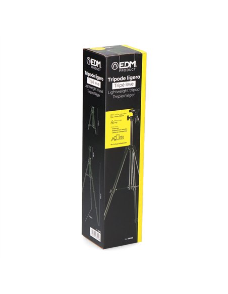 Trípode ligero con nivelador y rosca ¼” y palanca de 90º y 360º de altura regulable Ø55x33103cm color negro