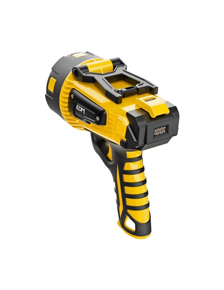 Foco LED de mano con 4 modos de luz (10W 7500K 1000lm) IP65 color negro y amarillo (incluye 2 baterías)