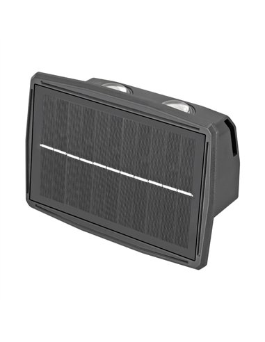 Aplique solar LED recargable con 4 LEDs y sensor crepuscular y de movimiento (4W 3000K 200lm) IP65 color negro (incluye kit de m