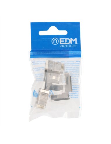 LOGILINK Conector RJ45 macho FTP CAT5E blindado para cables con entrada de Ø5,5 a Ø6,2mm (Bolsa de 6 unidades)