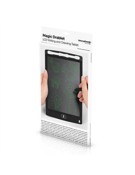 INNOVAGOODS Tablet LCD táctil para dibujar y escribir (CR2016 incluida) 145x225x5mm color negro (incluye bolígrafo digital)