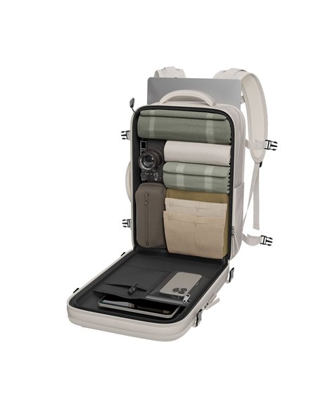 NUMADA Mochila impermeable de 20l “Explorer B40” multibolsillos + puerto USB color beige
