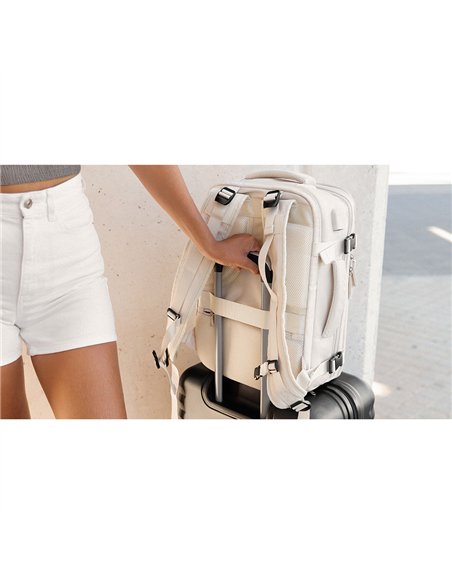 NUMADA Mochila impermeable de 20l “Explorer B40” multibolsillos + puerto USB color beige