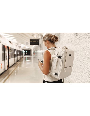 NUMADA Mochila impermeable de 20l “Explorer B40” multibolsillos + puerto USB color beige
