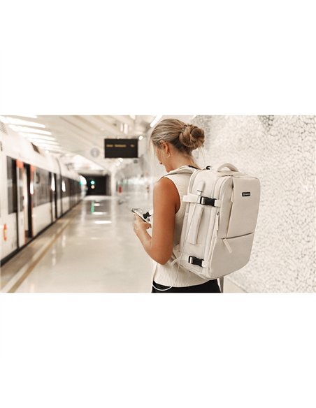 NUMADA Mochila impermeable de 20l “Explorer B40” multibolsillos + puerto USB color beige