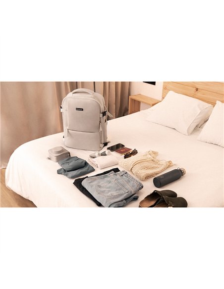 NUMADA Mochila impermeable de 20l “Explorer B40” multibolsillos + puerto USB color beige