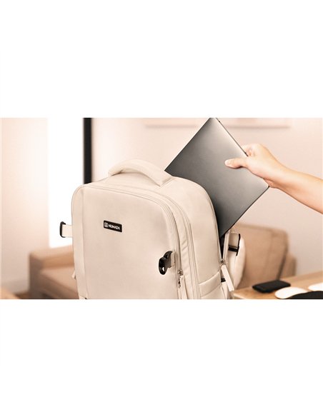 NUMADA Mochila impermeable de 20l “Explorer B40” multibolsillos + puerto USB color beige