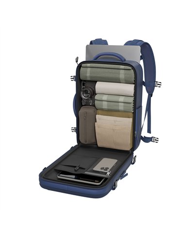 NUMADA Mochila impermeable de 20l “Explorer B40” multibolsillos + puerto USB color azul petróleo