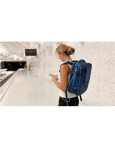 NUMADA Mochila impermeable de 20l “Explorer B40” multibolsillos + puerto USB color azul petróleo