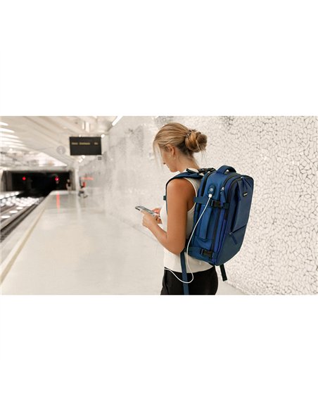 NUMADA Mochila impermeable de 20l “Explorer B40” multibolsillos + puerto USB color azul petróleo