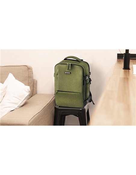 NUMADA Mochila impermeable de 20l “Explorer B40” multibolsillos + puerto USB color verde militar