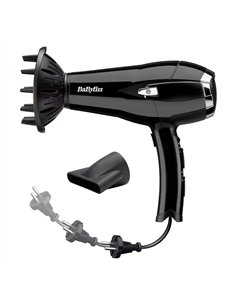 BABYLISS Secador de pelo iónico 2000W regulable con cable retráctil y accesorios color negro 2