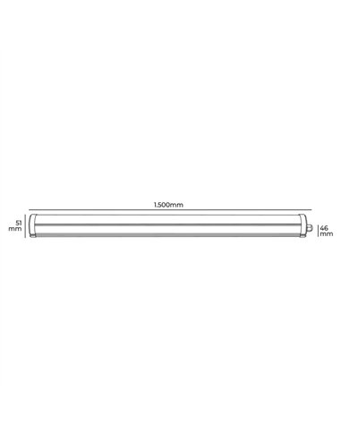 Regleta electrónica LED (48W 6400K 5160lm) IP65 150x4,6x5,1cm color blanco y opal