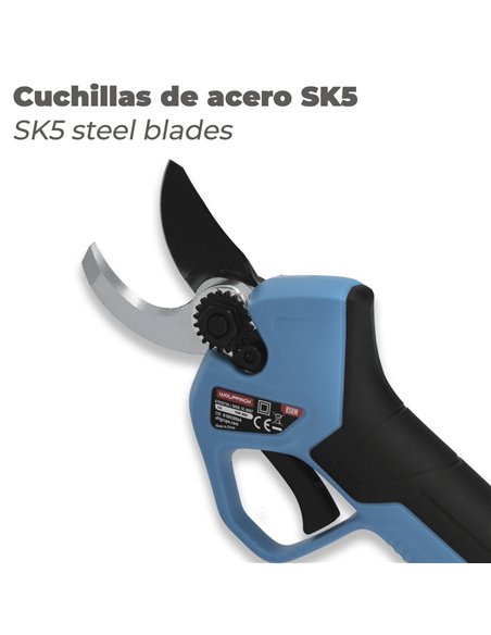 Tijeras Podar A Bateria 16,8 Volt. Con 2 Baterias 2 A/h. Mango Engomado, Ø Corte 40 mm. Con Maletín