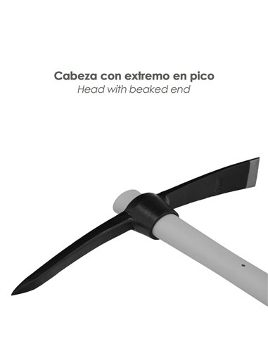 Picachón de acero forjado con mango de fibra vidrio engomada color gris y negro 1500g