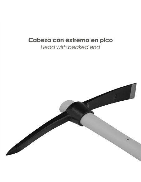 Picachón de acero forjado con mango de fibra vidrio engomada color gris y negro 1500g