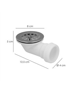 Válvula para plato de ducha extraplana 1 1/2" Ø40mm fabricada en PVC y aluminio color cromo y blanco 2