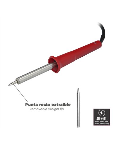 Soldador Wolfpack 40 Watt Punta Recta