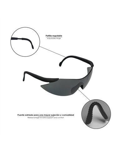 Gafas Proteccion En166 Patillas Ajustables Gris