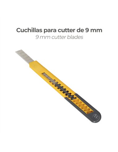 Hoja Cutter 9 mm. (Estuche 10 Piezas) Acero al Carbono.