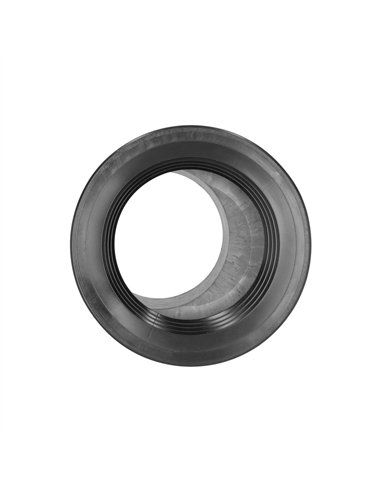 Manguito para inodoro excéntrico entrada de 135mm y salida de 90mm fabricado en PVC color gris y negro