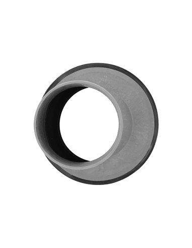 Manguito para inodoro excéntrico entrada de 135mm y salida de 90mm fabricado en PVC color gris y negro