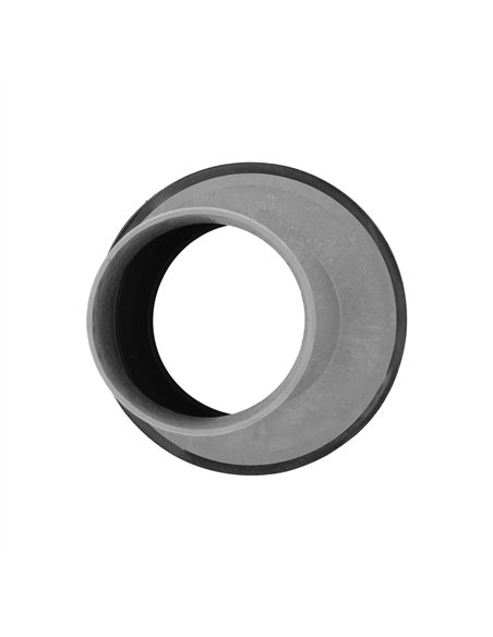 Manguito para inodoro excéntrico entrada de 135mm y salida de 90mm fabricado en PVC color gris y negro