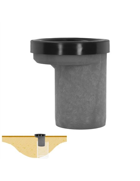 Manguito para inodoro excéntrico entrada de 135mm y salida de 90mm fabricado en PVC color gris y negro