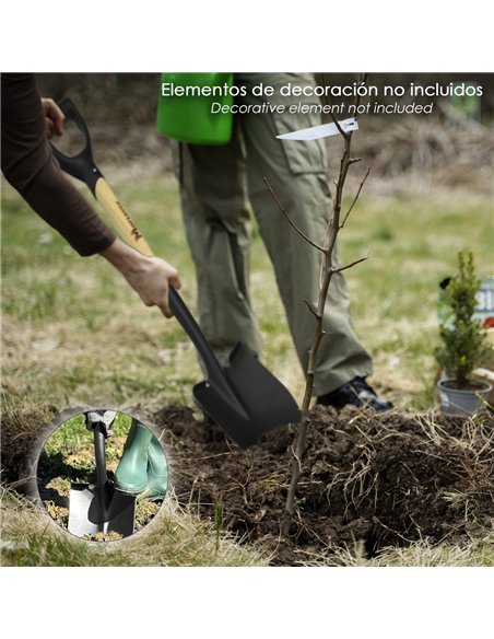 Pala Pequeña Mango Madera Punta Mango Anilla 75 cm. minipala, Pala Jardineria,transplantes, Camping, Montañismo, Acampada