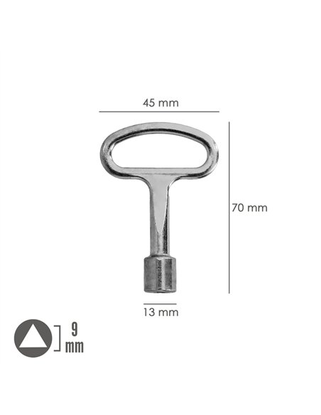 Llave de cierre de triángulo “193” 9mm diseño en T para uso diverso fabricada en metal