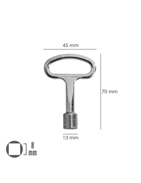 Llave de cierre de triángulo “193” 8mm diseño en T para uso diverso fabricada en metal