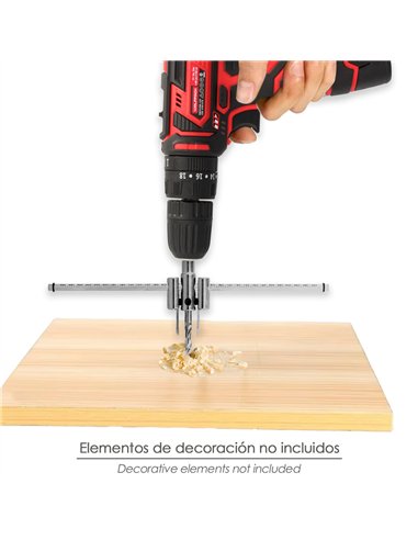 Broca cortacírculos regulable 30-300mm fabricada en acero al carbono (incluye accesorios)