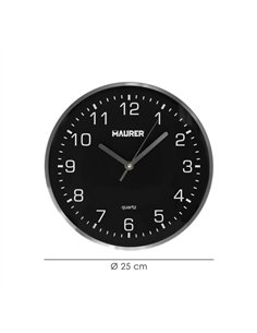 Reloj de pared Ø250x45mm fabricado en metal y plástico color negro gris y blanco 2