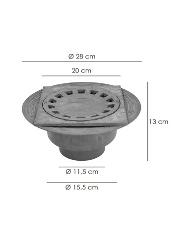 Caldereta sifónica 200x200mm / 90-110mmm