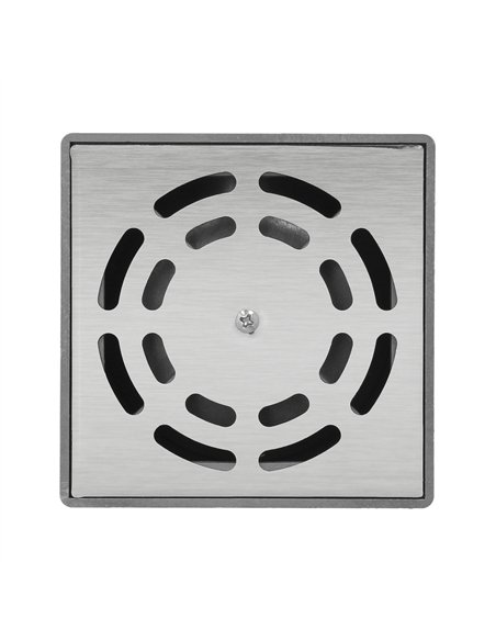 Sumidero sifónico inoxidable V-H 105x105x90mm con salida de Ø50mm fabricado en PVC color gris