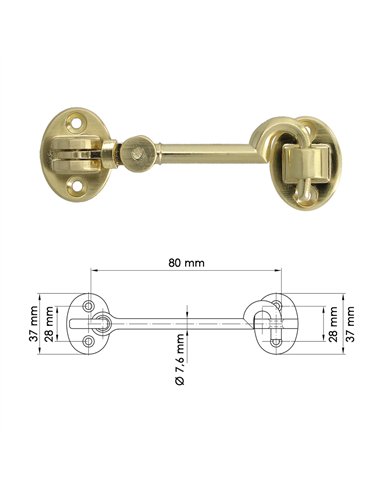 Aldabilla multiusos reforzada con tornillos 100mm fabricada en latón pulido