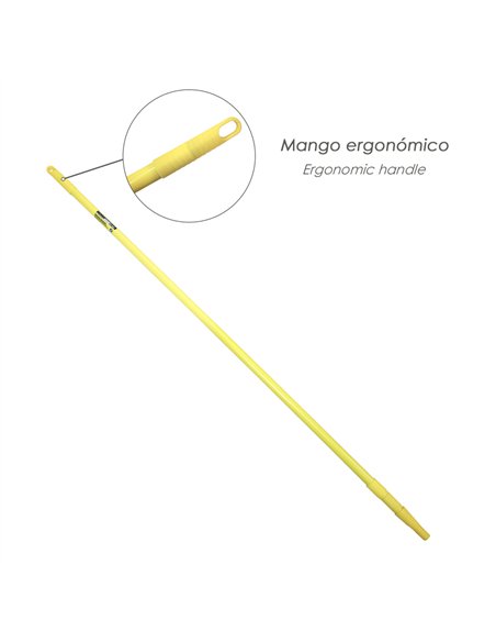 Mango metálico extensible multiuso ergonómico 114-200cm fabricado en TPR color amarillo