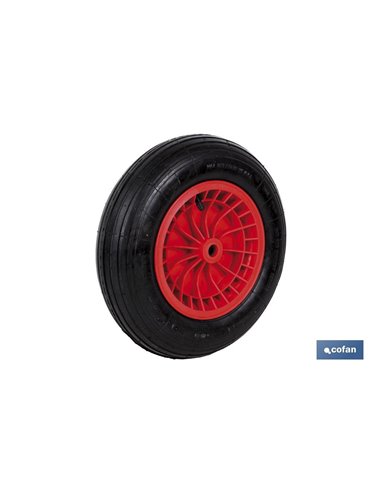 Rueda para carretilla de obra con rodamiento | Fabricada con llanta de ABS neumática | Para pesos de hasta 140 kg