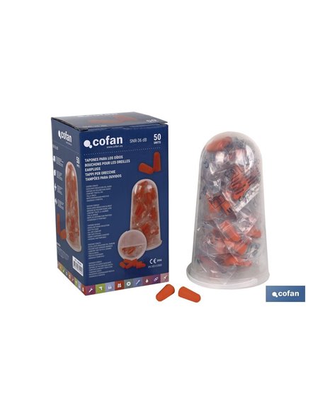 Tapones de Protección Auditiva | Pack de 50 unidades | Tapones desechables en color naranja