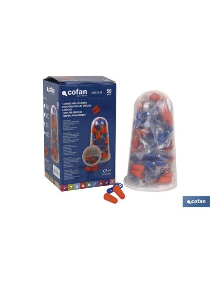 Tapones de Protección Auditiva | Pack de 50 o 10 unidades | Tapones desechables con cuerda en color naranja