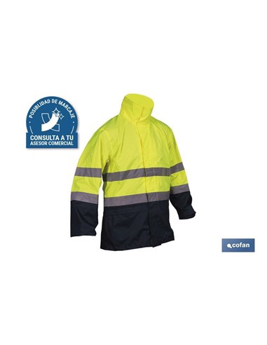 Chaqueta de lluvia de alta visibilidad con cierre de cremallera | Color: amarillo y azul | Disponible desde la talla S hasta la 