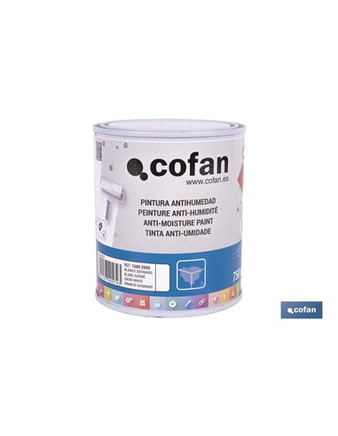 Pintura antihumedad sintética blanca satinada | Protección para paredes y techos | Capacidad: 750 ml y 4 L