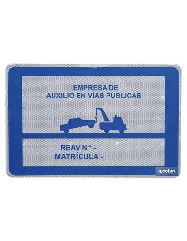Placa V-24 homologada para Grúas de Auxilio en Carreteras | Señalización de Seguridad para Servicios de Asistencia Vial